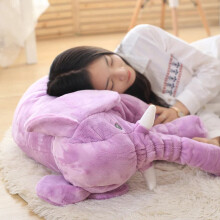 (Purple, 40CM) Plush Elephant Doll Toy Children Sleeping Back Cushion Cute Stuffed Elephant Baby Accompany Doll