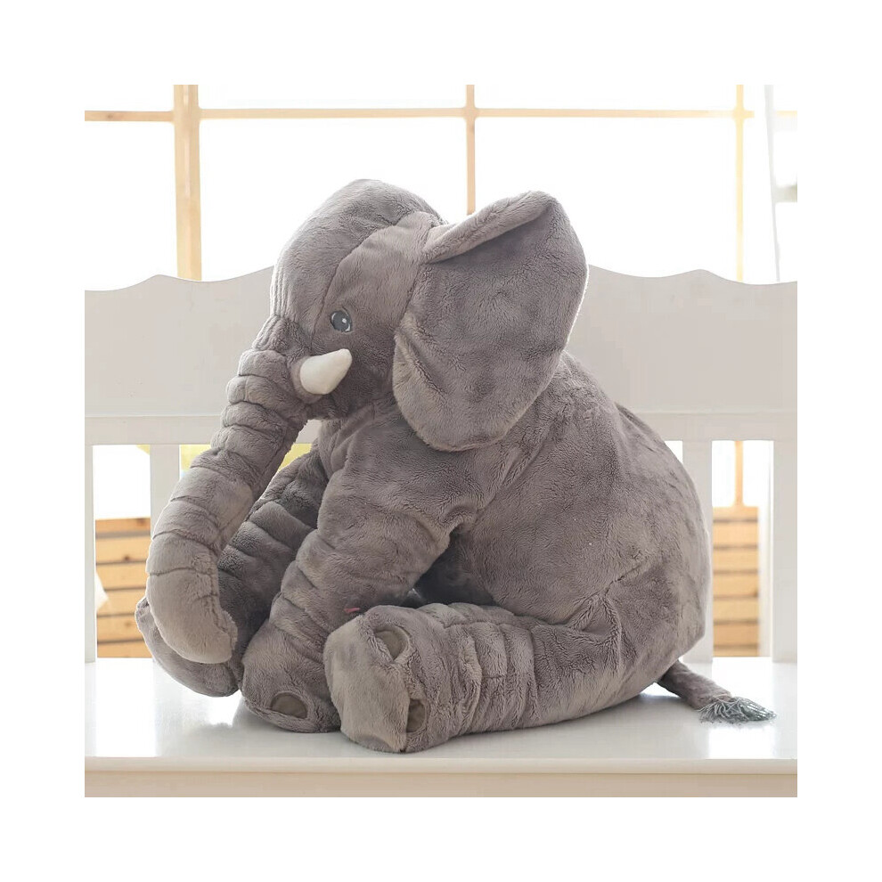 Keluofu (Grey, 40Cm) Plush Elephant Doll Toy Children Sleeping Back Cushion Cute Stuffed Elephant Baby Accompany Doll
