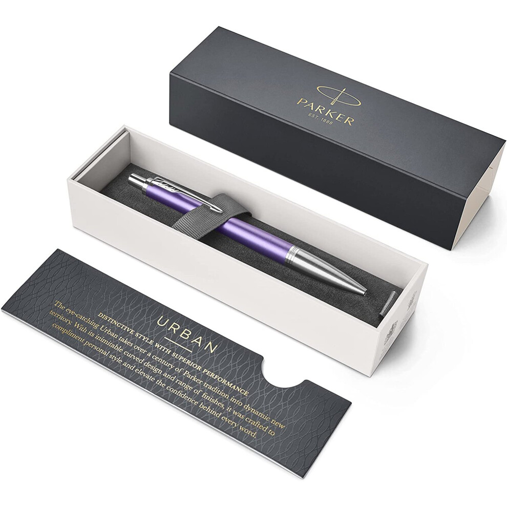 Parker Urban Premium Metal Ballpoint Pen - Muted Matte Violet - Blue Ink - Gift Boxed