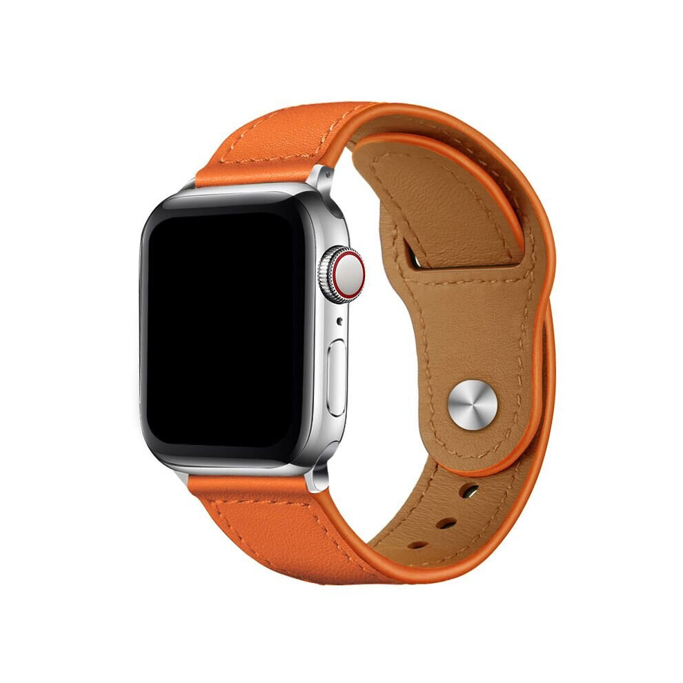 (Orange, 38/40/41Mm) Luxury Leather Watch Band Vintage Wristband Strap For Apple Iwatch 1/2/3/4/5/6/7 Orange,Multicoloured 693326143720