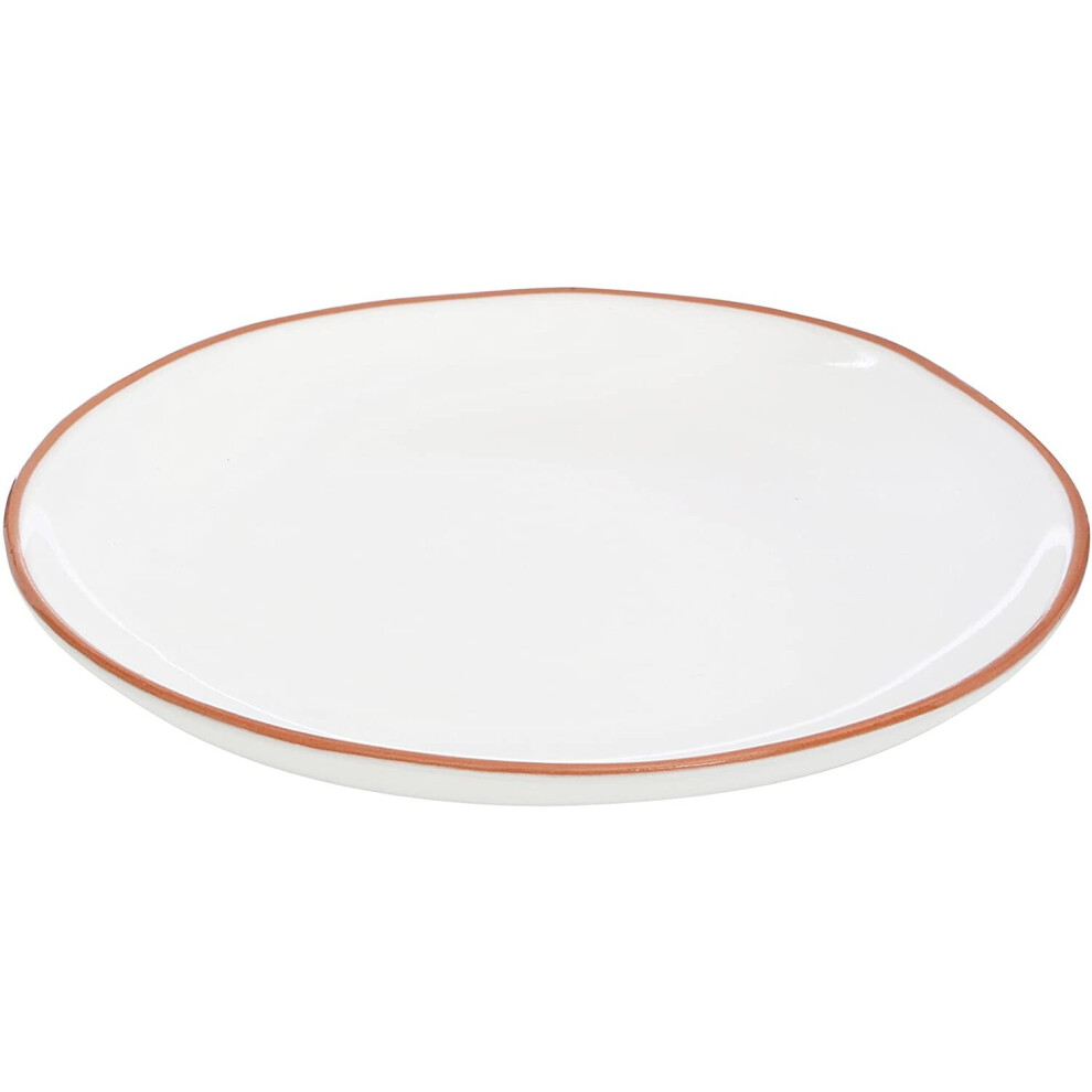 Premier Housewares Calisto Dinner Plate, Glazed Terracotta, 28.5 X 28.5 X 5 Cm White