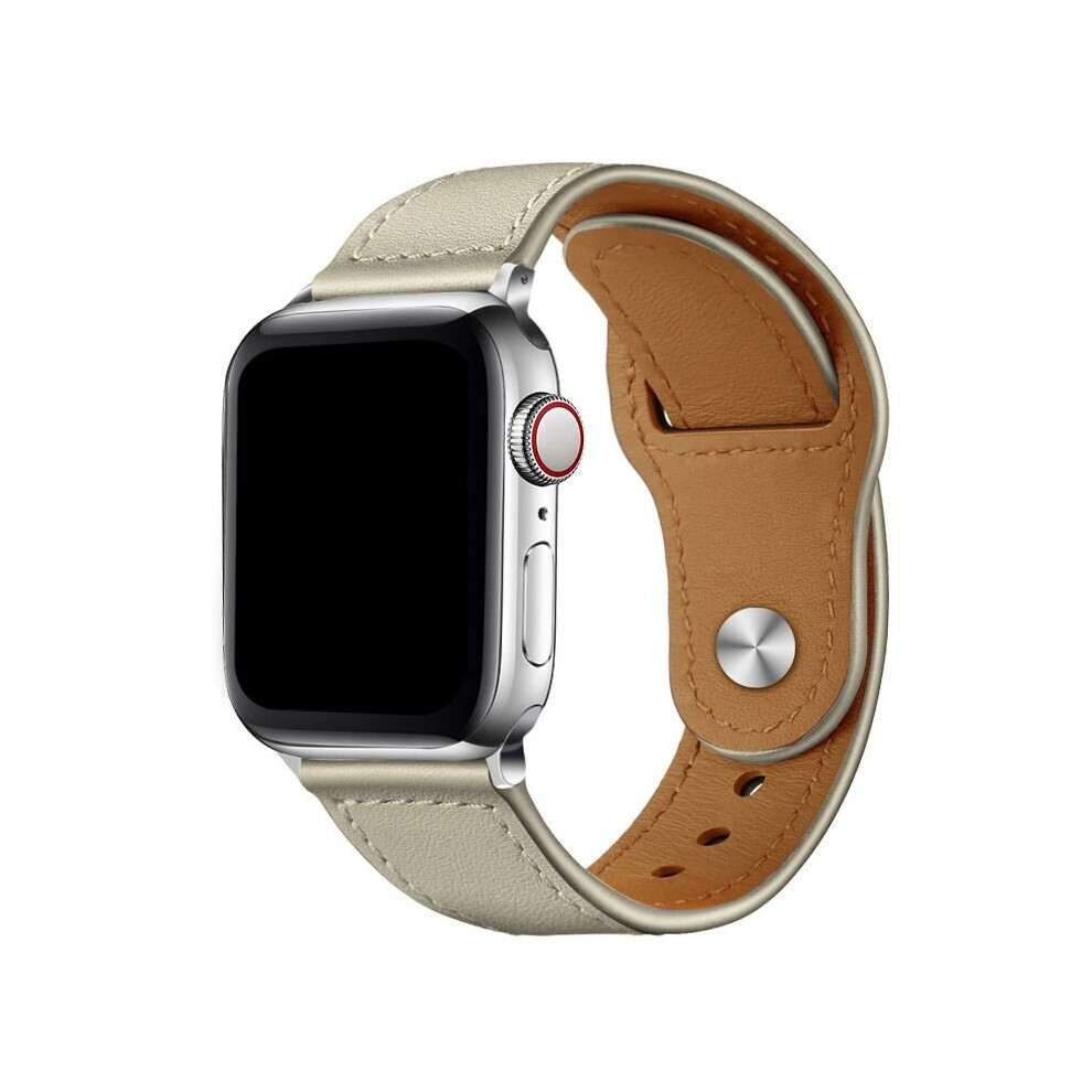 (White, 38/40/41Mm) Luxury Leather Watch Band Vintage Wristband Strap For Apple Iwatch 1/2/3/4/5/6/7 White,Multicoloured 697418926918