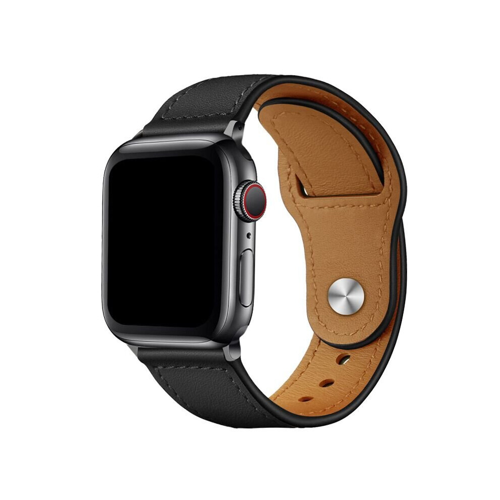 (Black, 38/40/41Mm) Luxury Leather Watch Band Vintage Wristband Strap For Apple Iwatch 1/2/3/4/5/6/7 Black,Multicoloured
