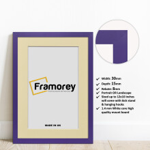 (6x4" Pic (8x6" Frame)) Purple Picture Frame Photo Frames With Ivory Mount Wall Art Hanging Frame Home Decor Frame