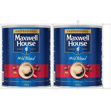 Maxwell House Mild Roast Instant Coffee 2 x 750g Tin - Smooth Flavor, Ideal for Canteens