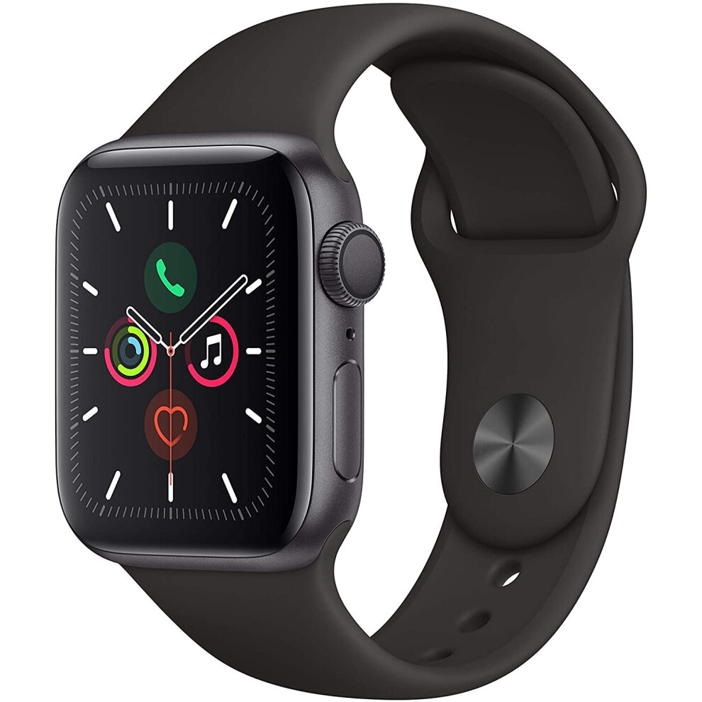 Apple Watch Series 5 40mm (GPS) - Space Grey Aluminium Case with Black Sport Band (Renewed)