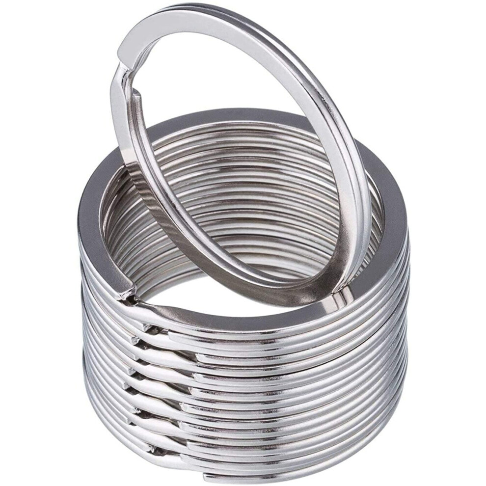 Playcool 30Mm Round Flat Key Chain Rings 50 Pcs Metal Split Ring For Home Car Keys Organization, Silver