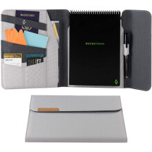 Rocketbook Flip Capsule Folio Cover - 100% Recyclable Cover with Pen Holder, Magnetic Clasp & Inner Storage - Gray, Letter Size (8.5" x 11")