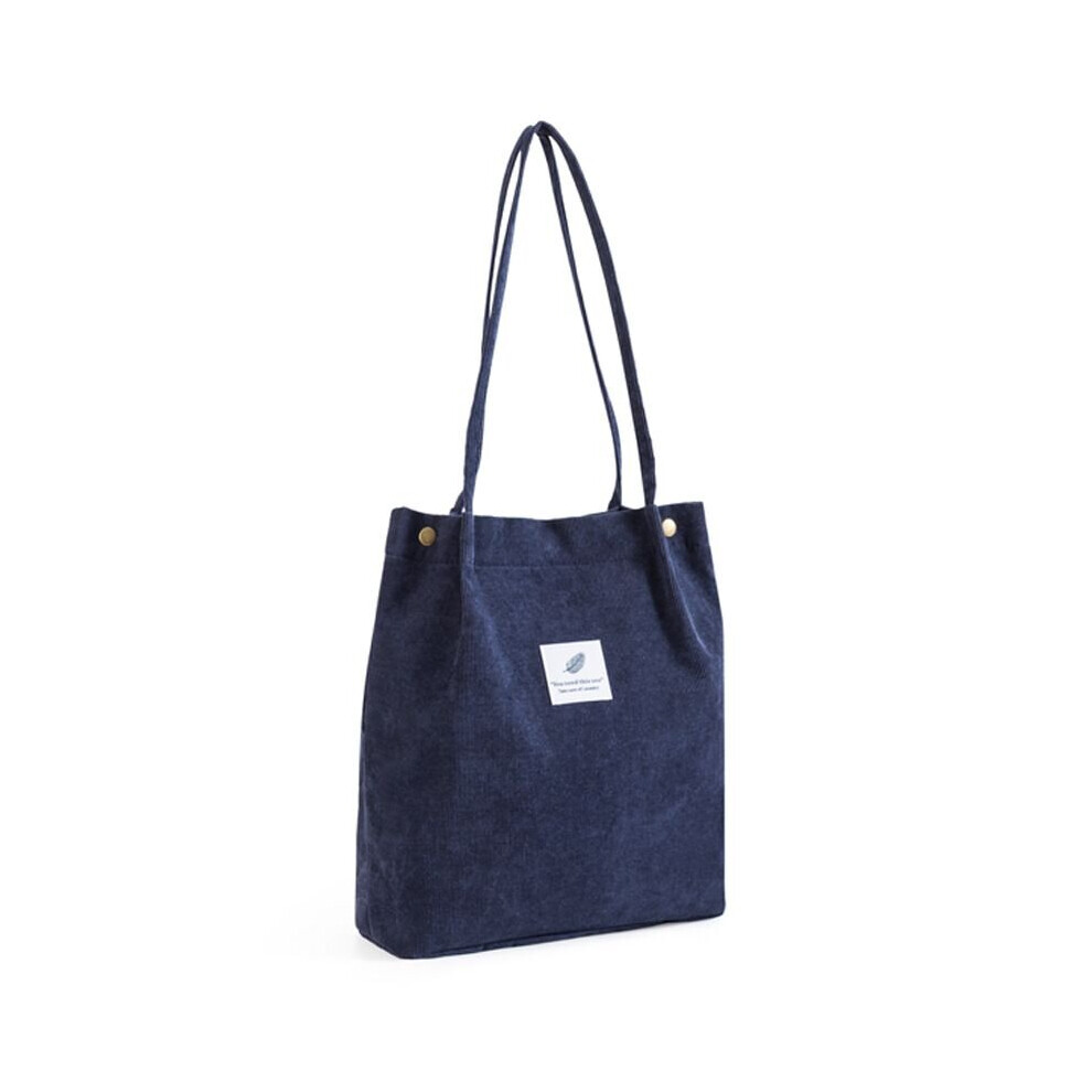 (Dark Blue) Women Canvas Corduroy Tote Bags Handbag Ladies Girls Travel Messenger Shoulder 