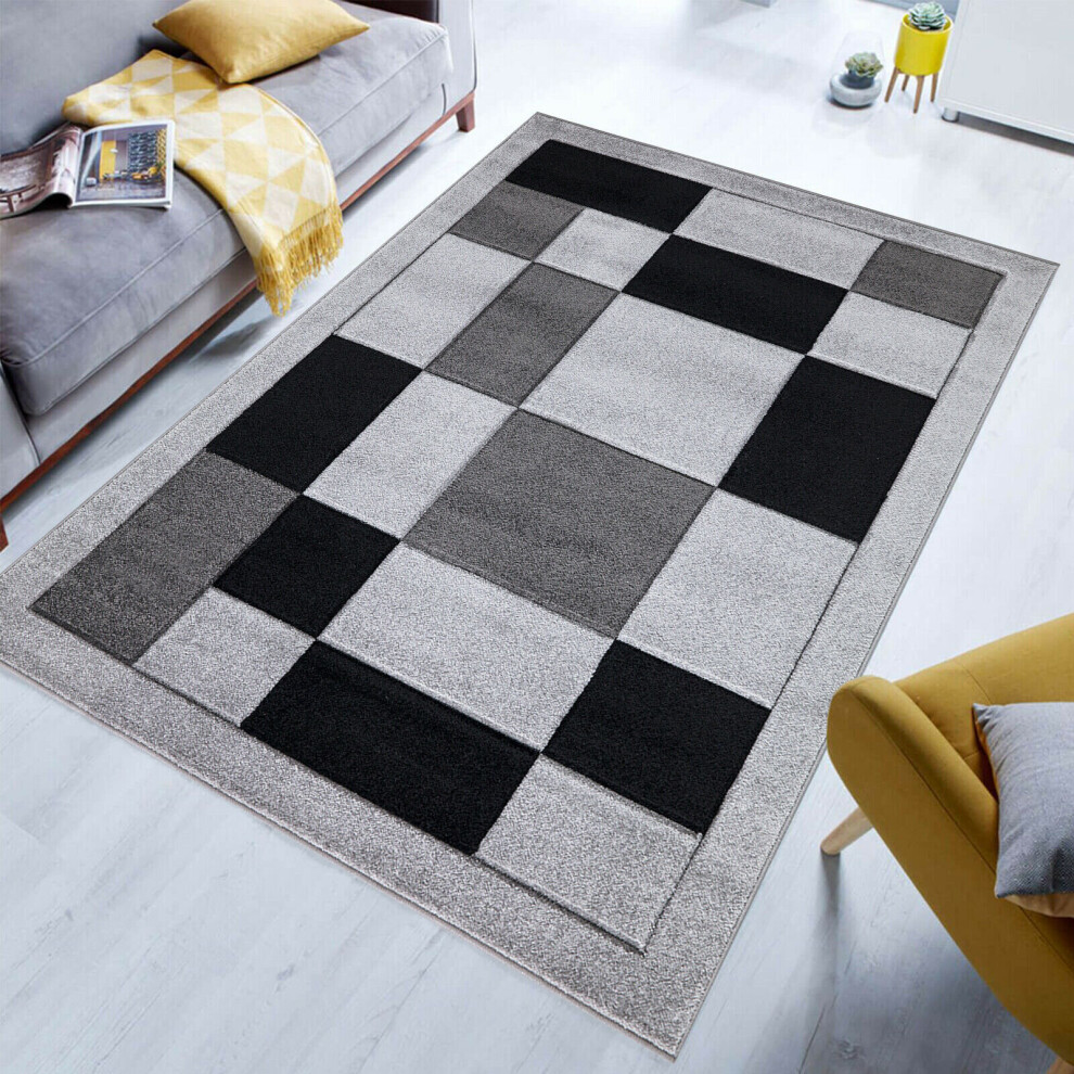 (Grey Black-120x170cm) Modern Thick Small Large Mats Havana Rug Living Room Bedroom Hallway Runner Rugs