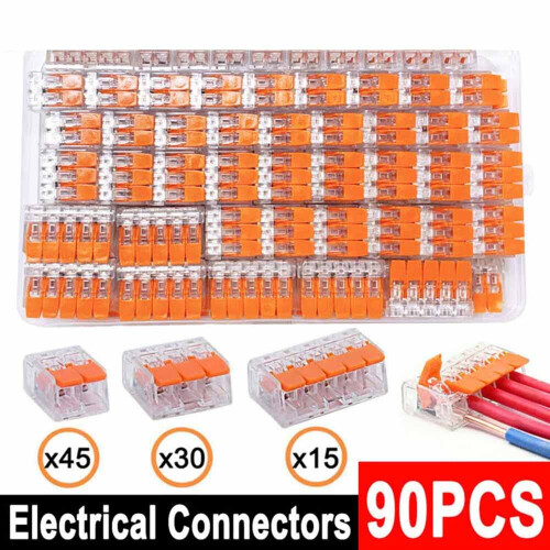 90x For Wago 221 Electrical Connectors Wire Block Clamp Terminal Cable 1