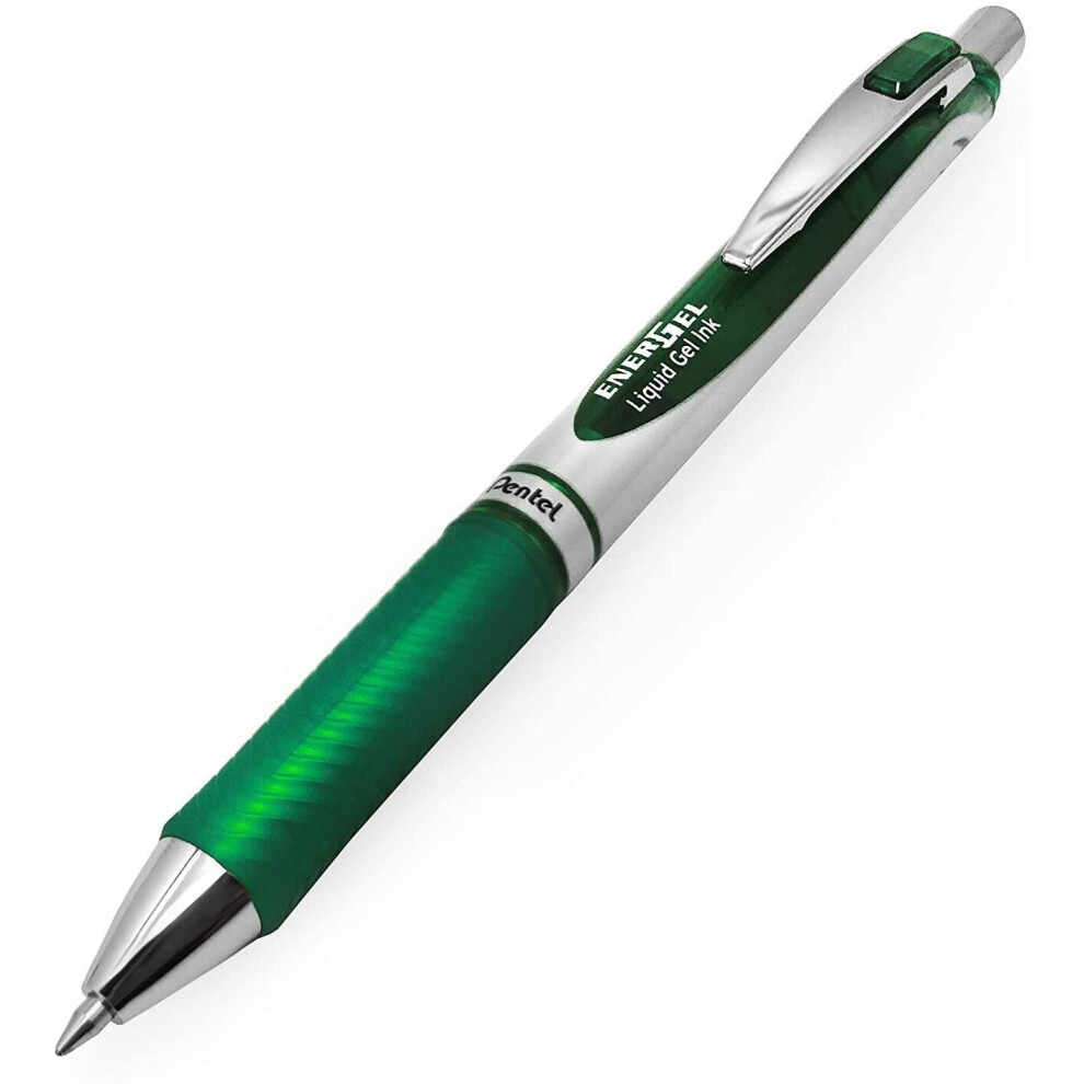 Pentel EnerGel XM BL77 - Retractable Liquid Gel Ink Pen - 0.7mm - 52% Recycled - Wallet of 9 - Green