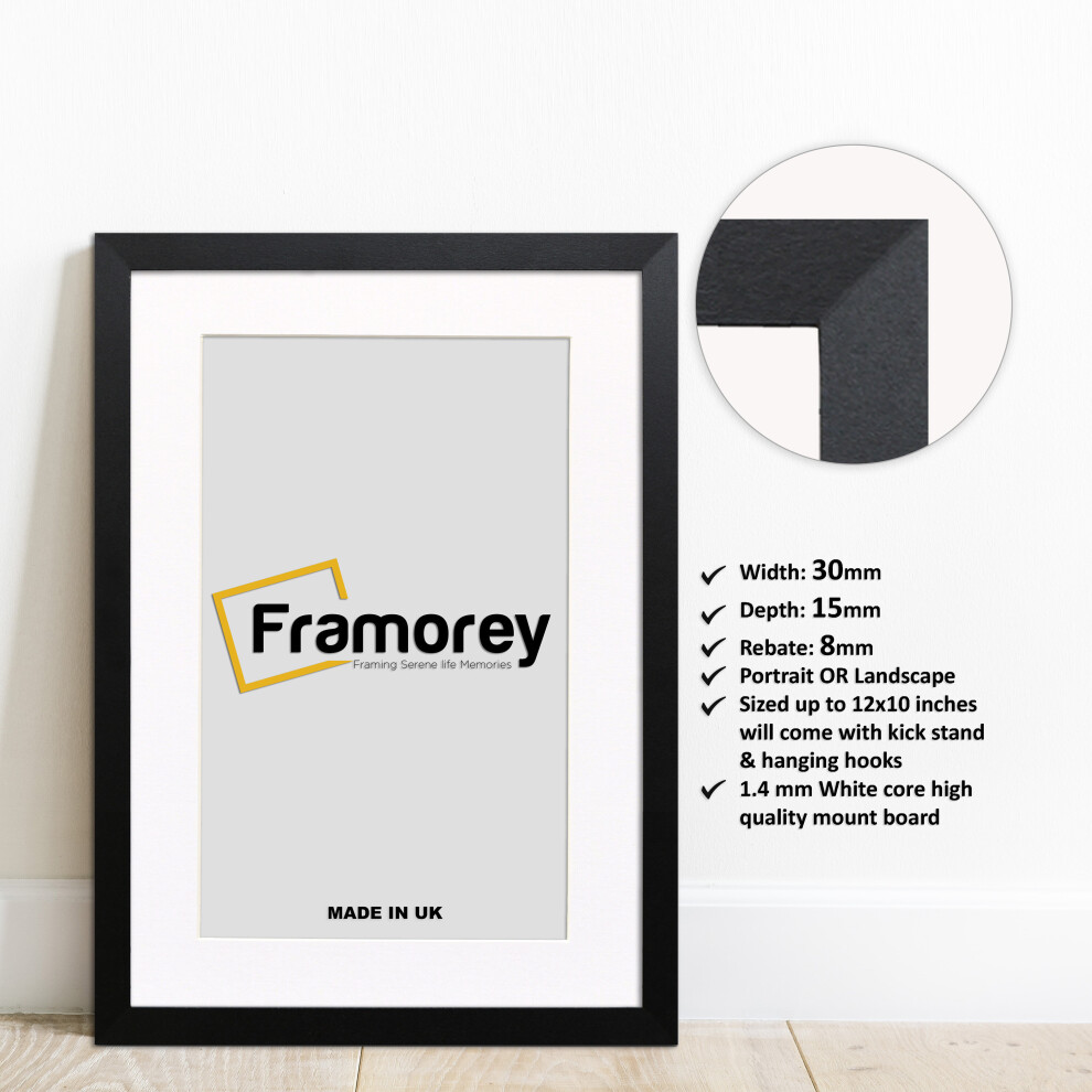 (A2 Pic (A1 Frame)) Matt Black Picture Frame Photo Frames With White Mount Wall Art Hanging Frame Home Decor Frame