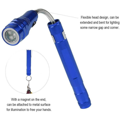 Sorand LED Flexible Flashlight, Multi-function 3 LED Flash, Mini Magnetic Head Rotatable Torch Flexible Neck Pick up Tool, Extendable LED 1
