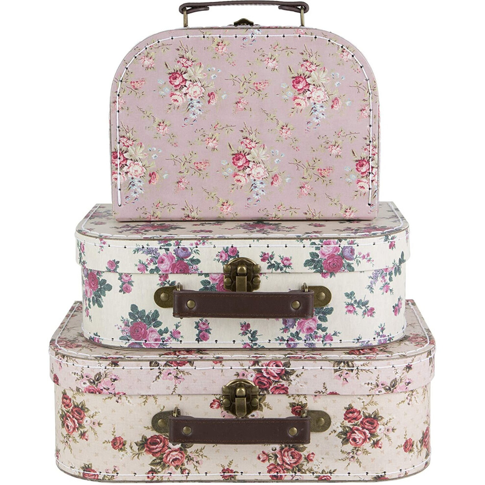 Set of 3 Suitcase Storage Boxes School Home Decor Sass and Belle Various Designs