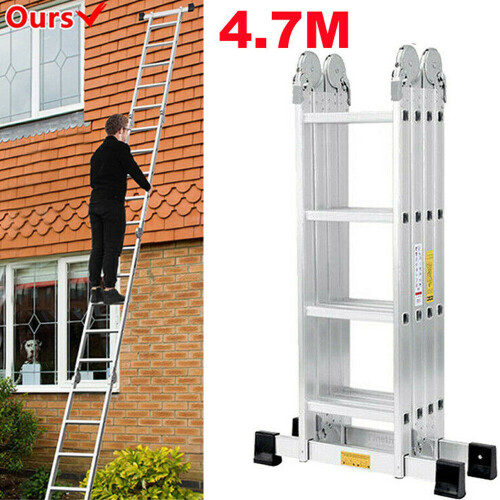 4.7M Folding Ladder Aluminium Ladder Multi Purpose Extendable 1