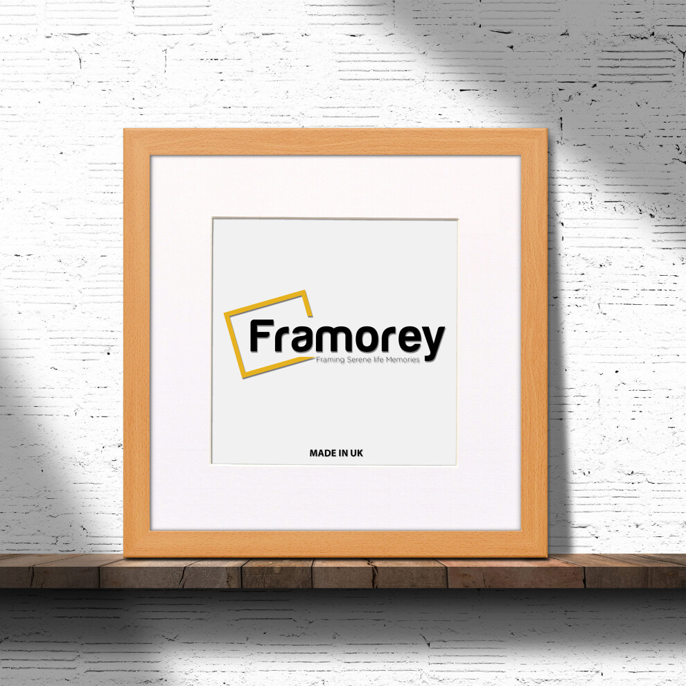 (Beech With White Mount, 7x7 Pic (9x9 Frame)) Square Size Beech Picture Frame Photo Frames With Multicolored Mount Flat Wooden Poster Frames-image-OPC-P8X6GZ9-NEW