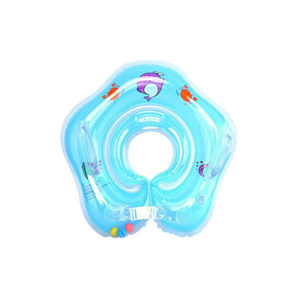 (Blue) Floating Water Tub Inflatable Ring Circle Baby Swimming Pool Bath Shower Neck
