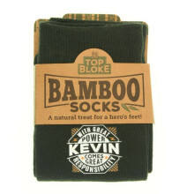(Kevin) Top Bloke Mens Bamboo Socks Green Personalised Name