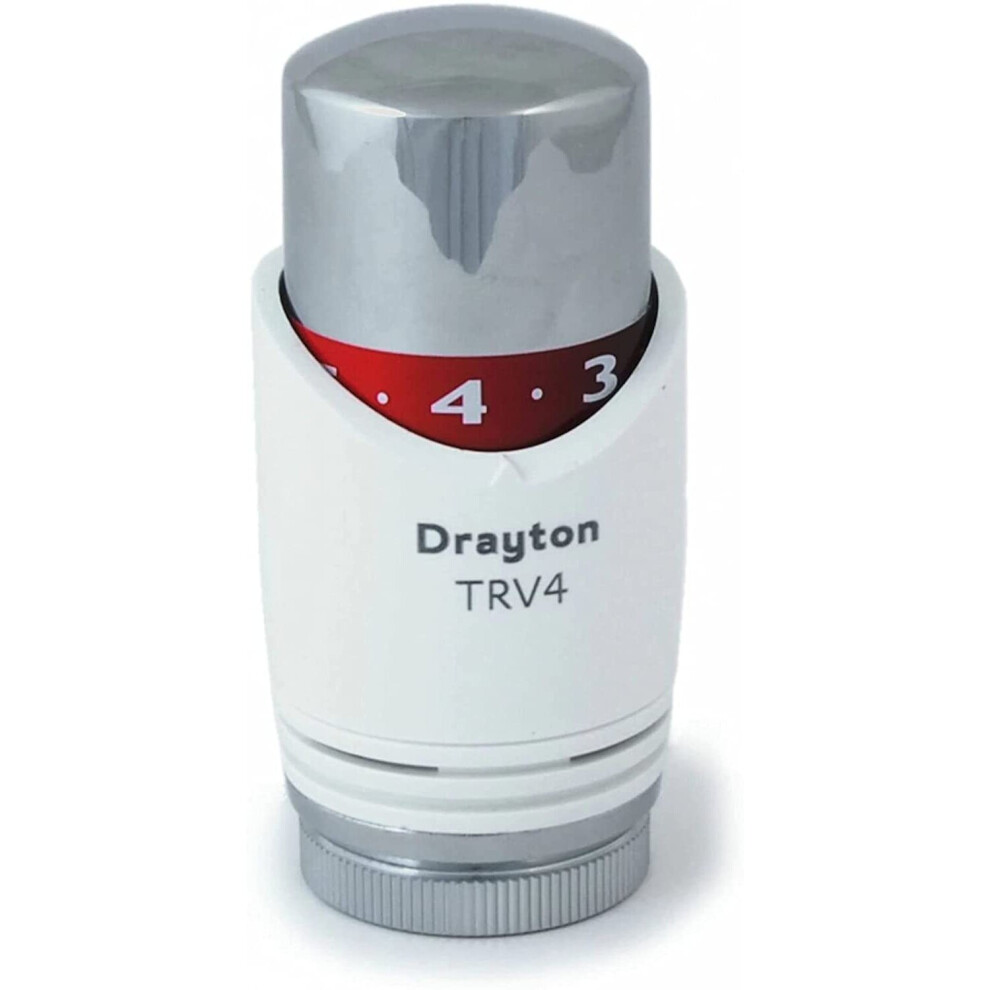Drayton TRV4 Thermostatic Valve, Head Only, Chrome & White