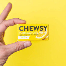 Chewsy Lemon | Natural + Plastic-Free Chewing Gum | Sugar-Free + Aspartame-Free | 100% Xylitol + Tooth Friendly | Vegan 15g (Pack of 12, 120 Pieces)