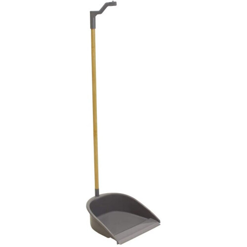 JVL Bamboo Long Handle Dustpan and Bristle Brush Set, Natural 2
