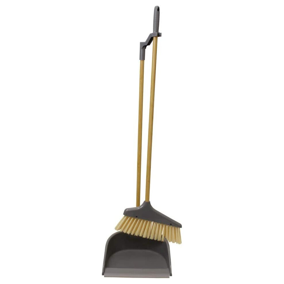Jvl Store Jvl Bamboo Long Handle Dustpan And Bristle Brush Set, Natural