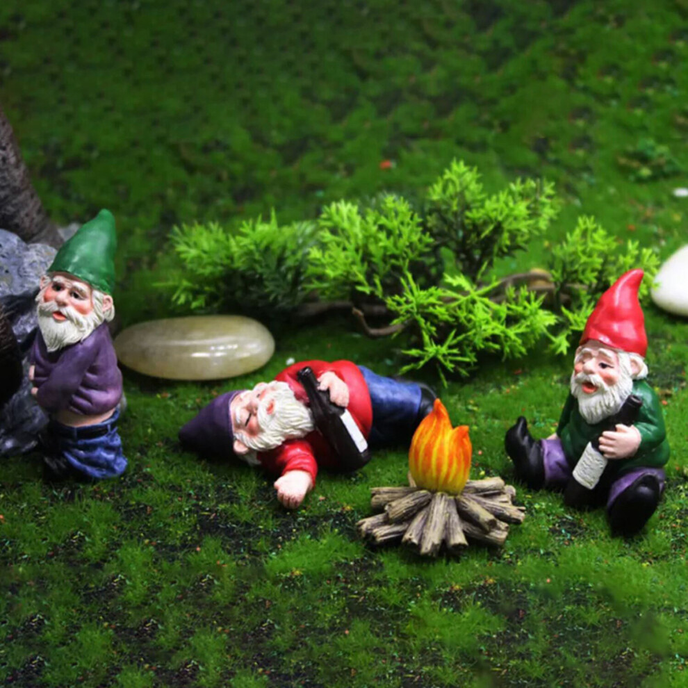 Set of 4 Miniature Drunk Garden Gnomes