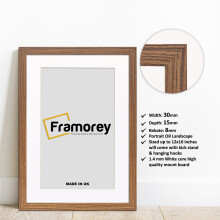 (6x4" Pic (8x6" Frame)) Dark Oak Picture Frame Photo Frames With White Mount Wall Art Hanging Frame Home Decor Frame