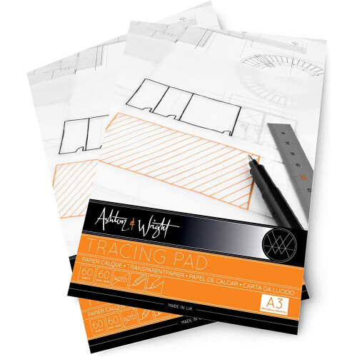Ashton and Wright - A3 Tracing Pad - 60 GSM Paper - 60 Sheets - Pack of 2