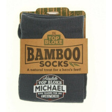(Michael) Top Bloke Mens Bamboo Socks Bluish Grey Personalised Name
