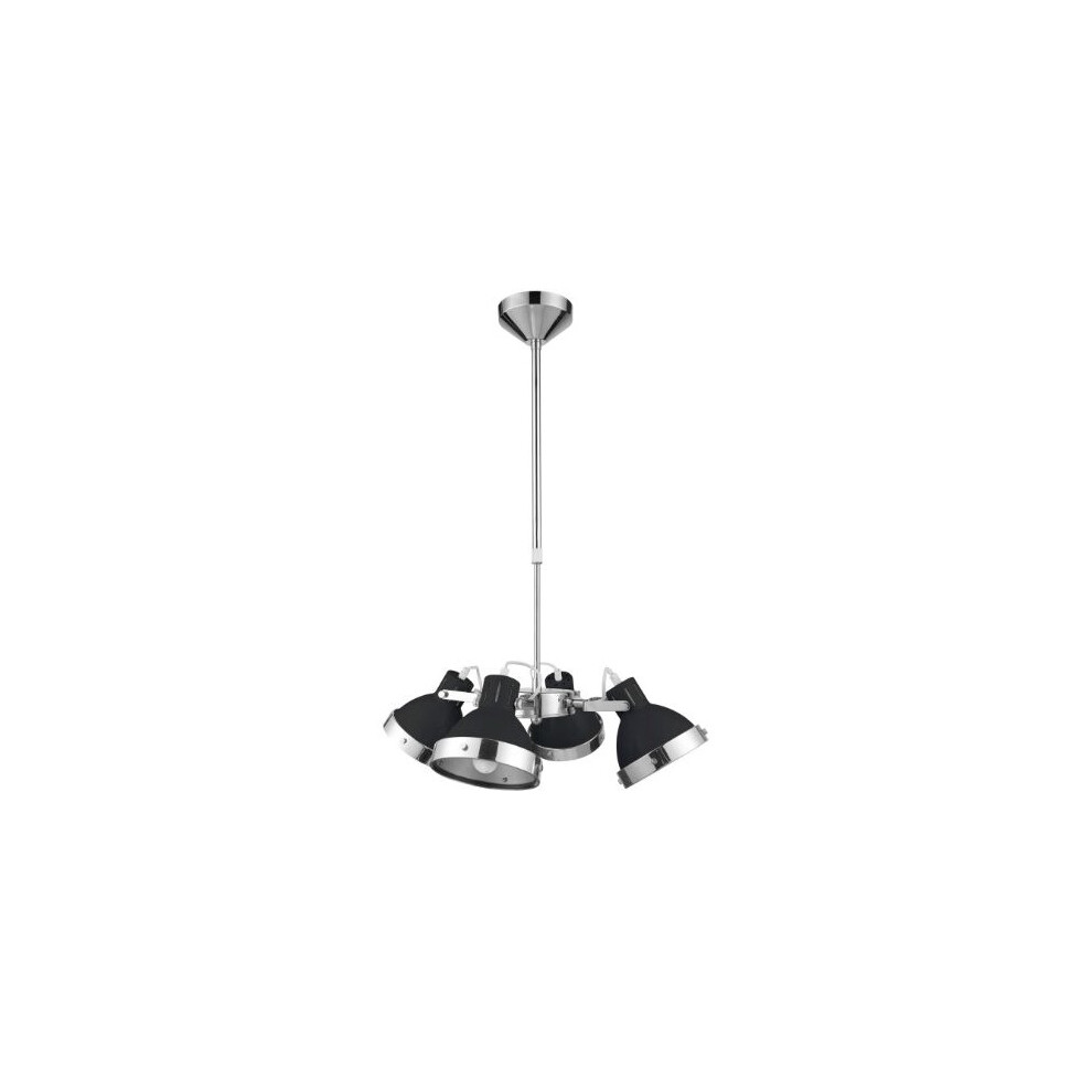 Premier Housewares E14 Edison Screw 4 Chrome Ceiling Pendant, 40 W - Light/Black
