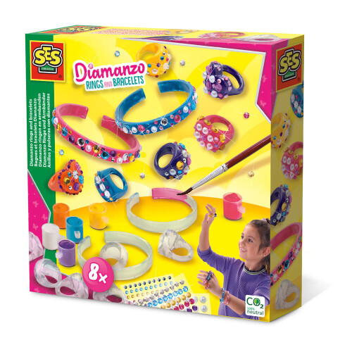 Kit creativo SES CREATIVE - Anelli e braccialetti Diamanzo per bambini di 6 anni e oltre