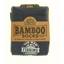 (Fishing) Top Bloke Mens Bamboo Socks Bluish Grey Personalised Name