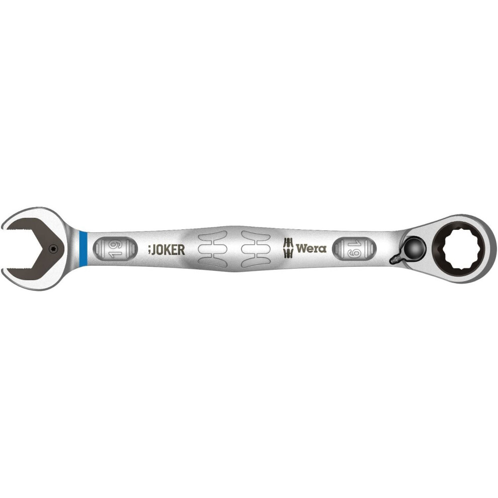 Wera 05020074001 Ratcheting Combination Wrench Joker Reversible 19x246mm, Blue, 19 mm