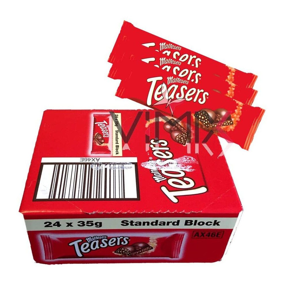 Full Box of MALTESERS TEASERS Milk Christmas Chocolate BAR 24 x 35 g Standard Block Treat