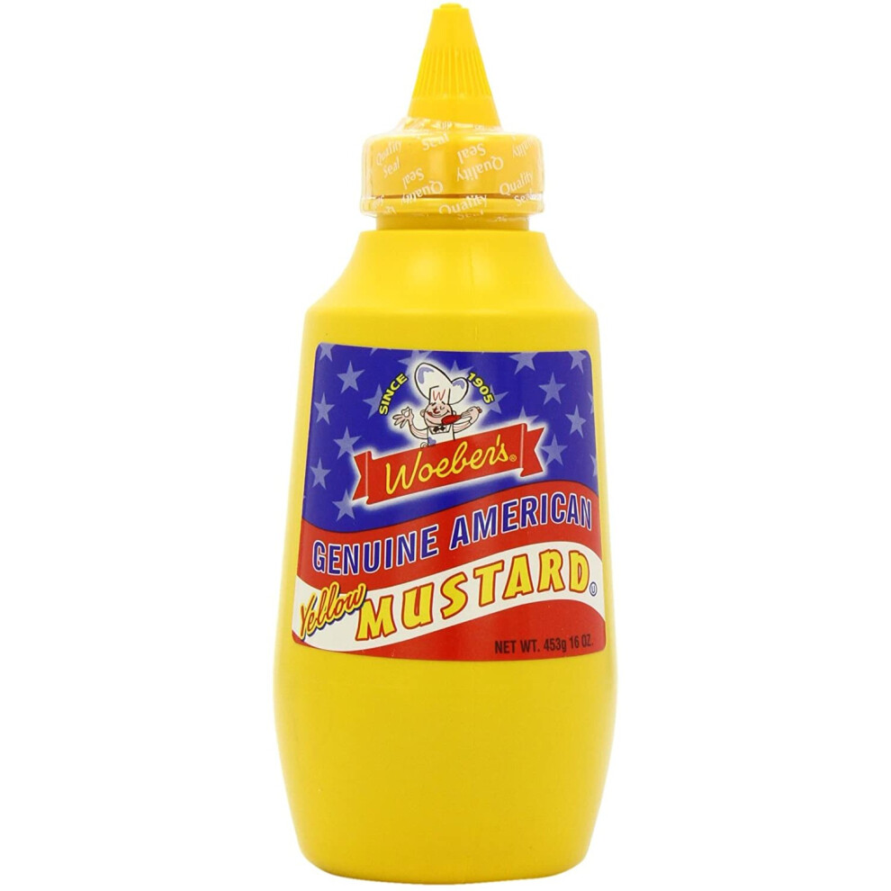 Woebers Squeezy American Mustard 453g (Pack of 6)