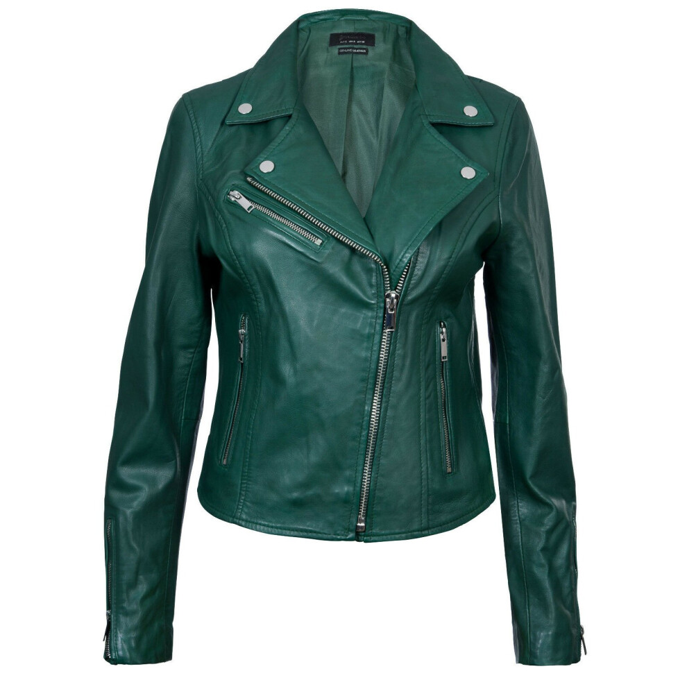 Infinity Leather (2Xl) Ladies Biker Style Leather Womens Jacket Green