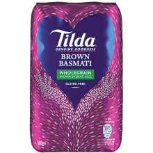 Tilda Brown Basmati Rice 500g Pack of 8 - Gluten Free Wholegrain Genuine Goodness