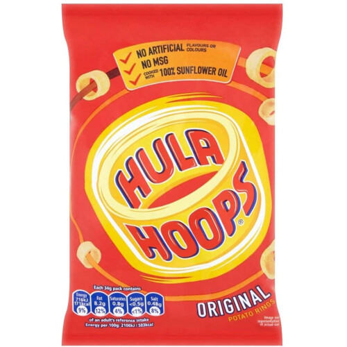 Hula Hoops Original Crisps 34g (Pack of 32)
