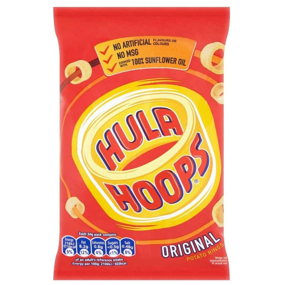Hula Hoops Original Crisps 34G (Pack Of 32)