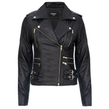 (18) Ladies Leather Biker Black Lamb Nappa Moto Jacket