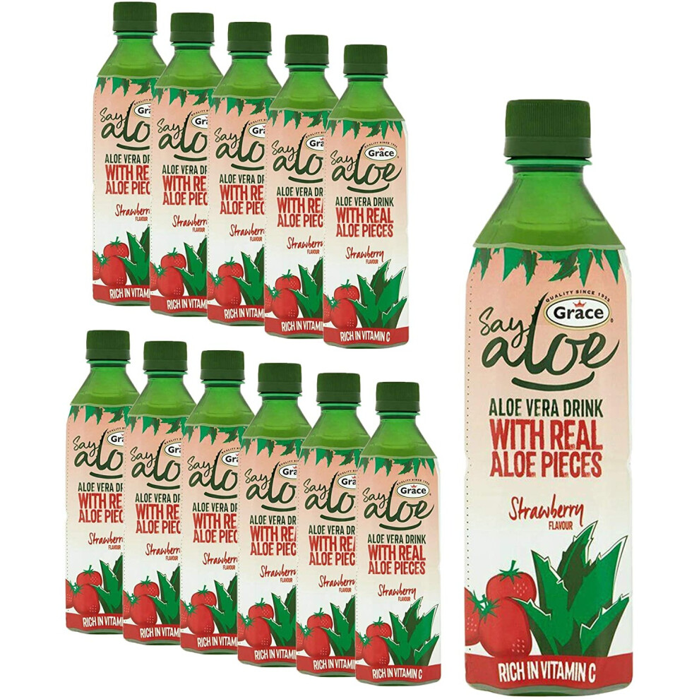 Grace Say Aloe Vera Drink Strawberry Flavour 500ml (Pack 12) 