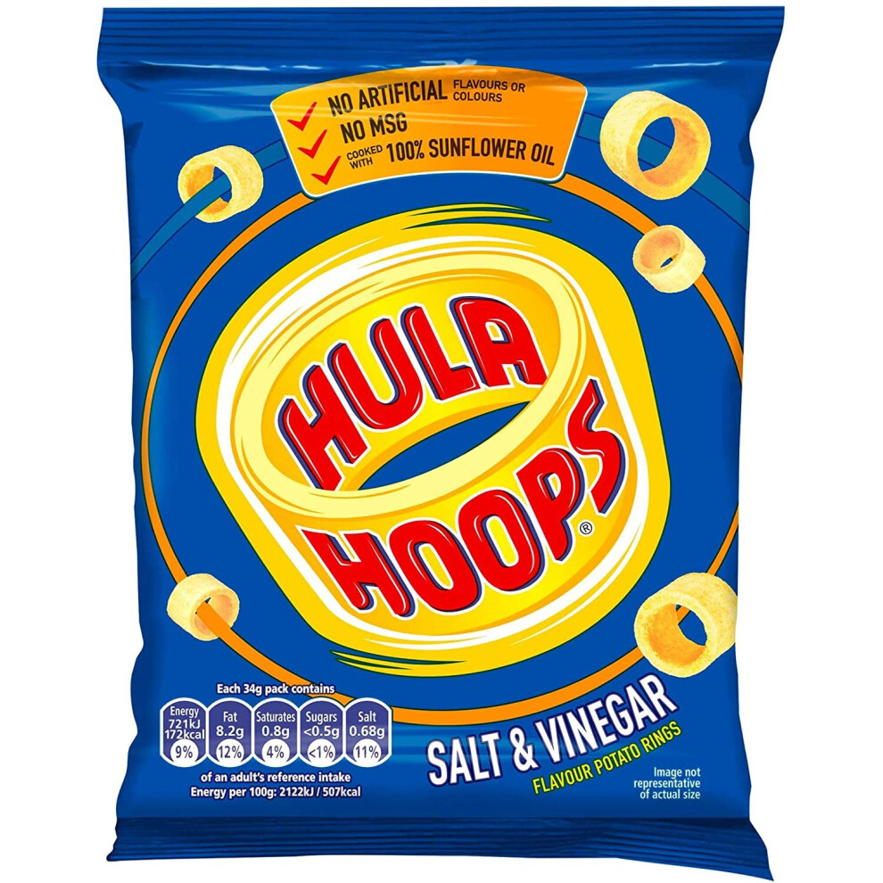 Hula Hoops Salt & Vinegar Crisps 34g (Pack of 32)