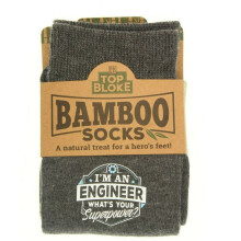 (Engineer) Top Bloke Mens Bamboo Socks Grey Personalised Name