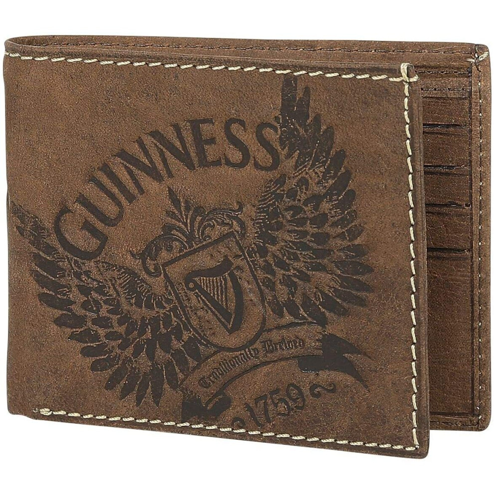 Guinness Wings Leather Wallet, Measures 11cm by 10cm, Brown