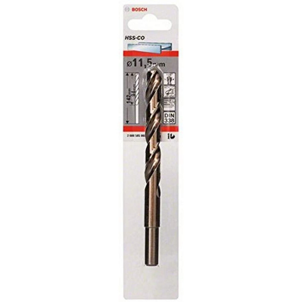 Bosch Professional 2608585868 Hss-Co Metal Drill Bit (Stainless Steel, 11.5 X 94 X 142 Mm, Accessory Drill Driver), Silver