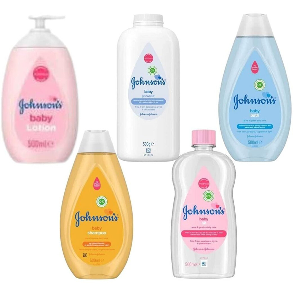 Ultimate Johnson's 500ml Baby Bath Time Bundle Set - Baby Oil, Baby Bath, Baby Lotion, Baby Talc, Baby Shampoo