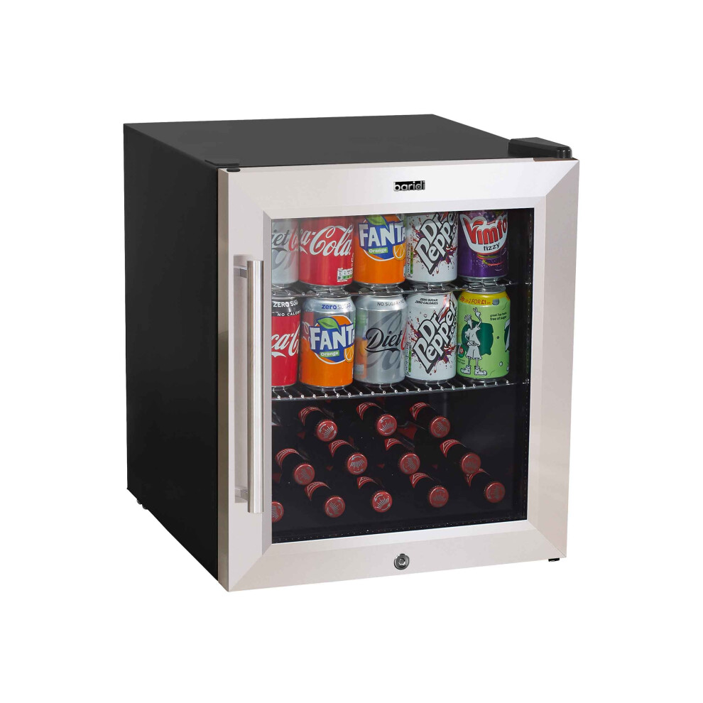 Baridi 50L Drinks & Wine Mini Cooler Fridge with LED Light, Stainless Steel - DH75