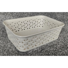 A6 Cream Rattan Effect Storage Basket Tray Small Desk Tidy Office